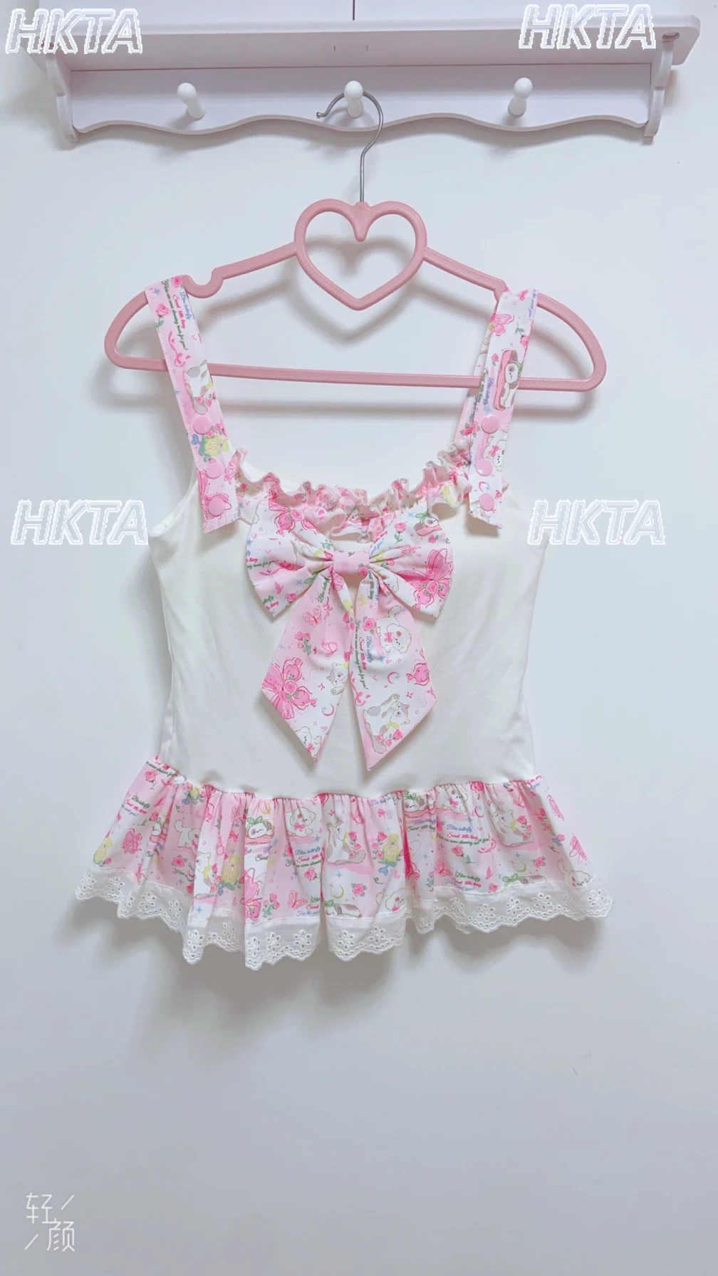 Japanischen Stil 2025, Sommer Neue Original Cartoon-Muster Spitze Bogen Elastische Schlinge Weste Frauen Süße und Nette Schlanke Lolita Tops Mädchen