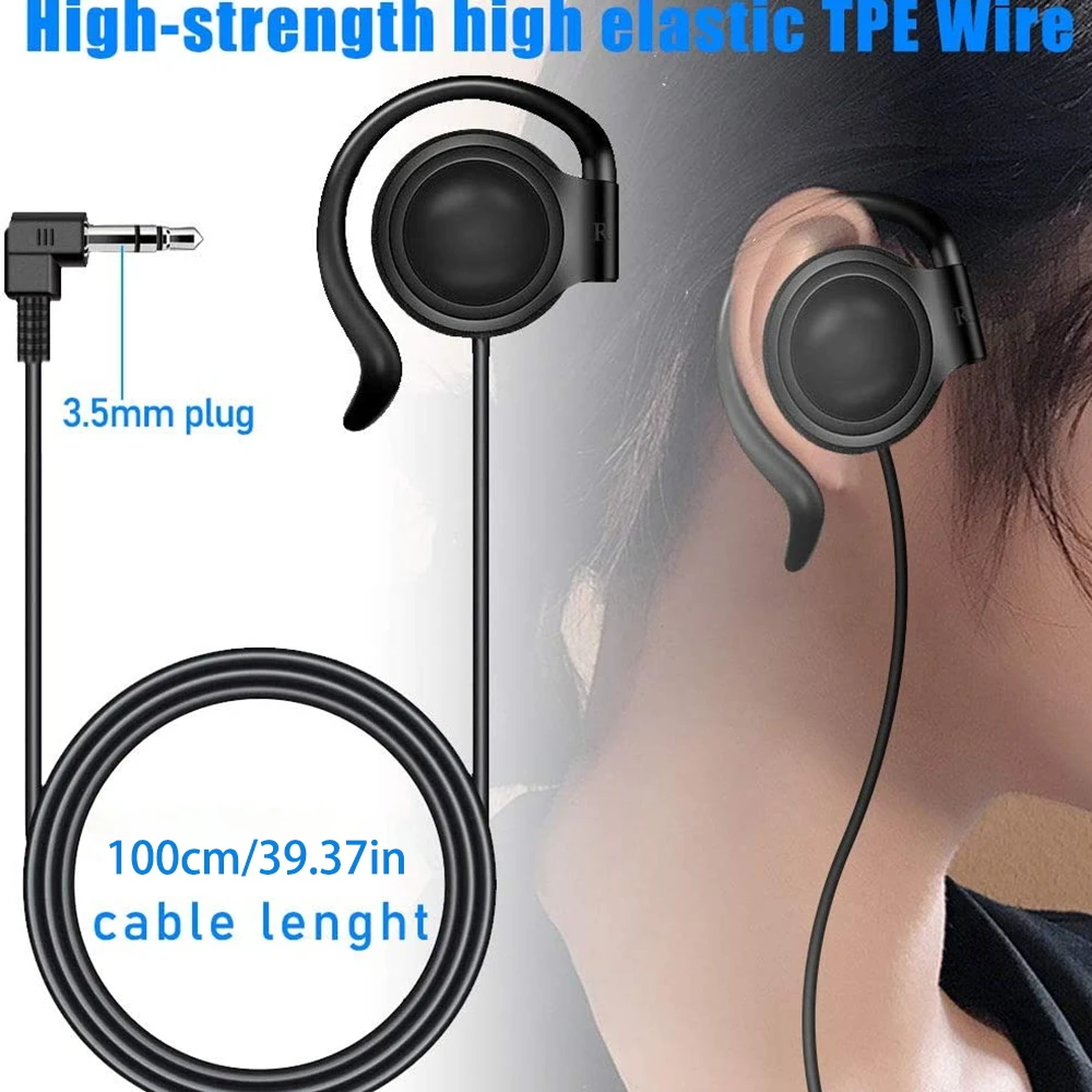 3.5mm Single-sided Headphones Ear-hook Type Wired Headset Stereo Subwoofer Single Side Headphones Earbuds for MP3 Computer