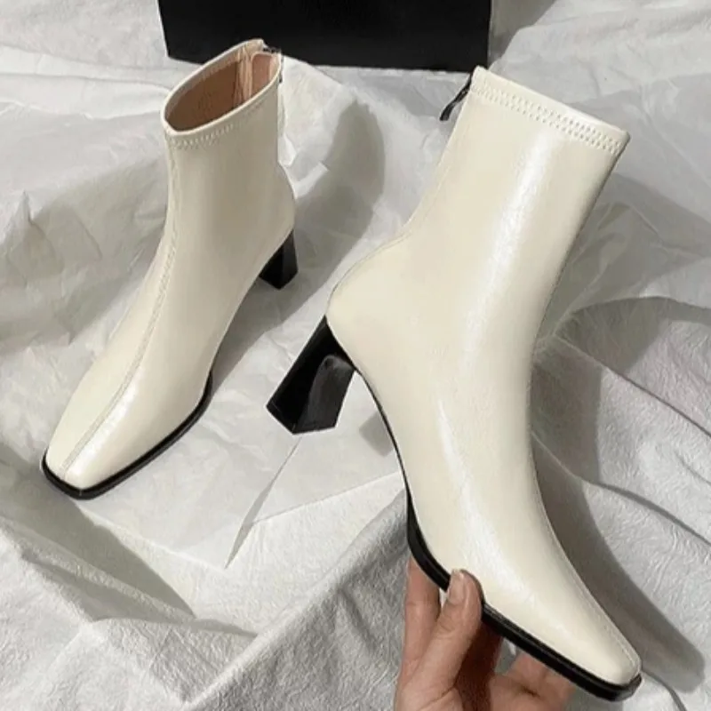 

Stylish Zipper Designer Women's Winter Comfortable Party High Heels 2025 New Retro Solid Color Outdoor Women's Formal Boots