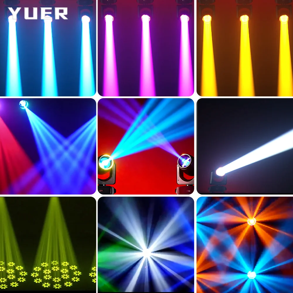 

200W LED Moving Head Light with Ring 6+12 prisms 7 Gobos Rainbow Effect DMX512 control for DJ Disco Party wedding bar club
