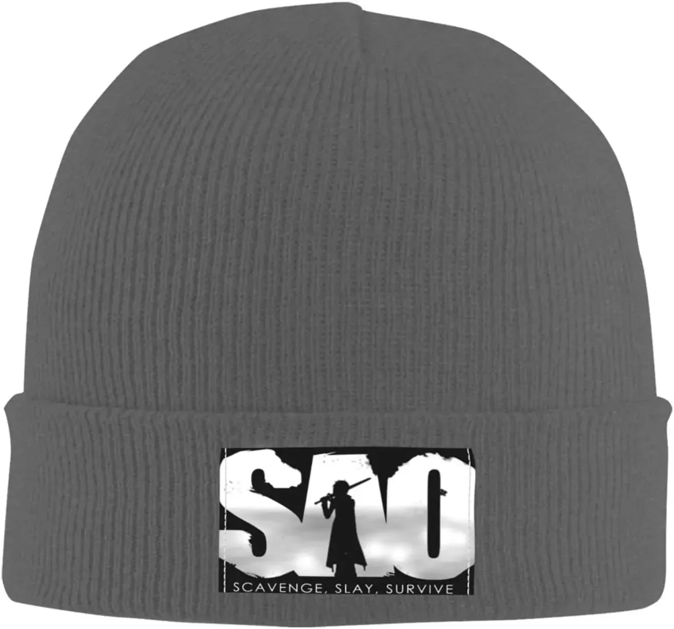 Sword Art Online Knit Hat Winter Ski Warm Knitted Caps Plain Cuffed Beanie for Men Women Black