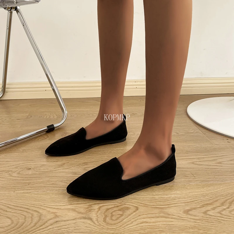 2024 Fashion Slip on Loafers Breathable Stretch Ballet Shallow Flats Women Shoes Soft Bottom Pointed Toe Boat Shoes Plus 35-43