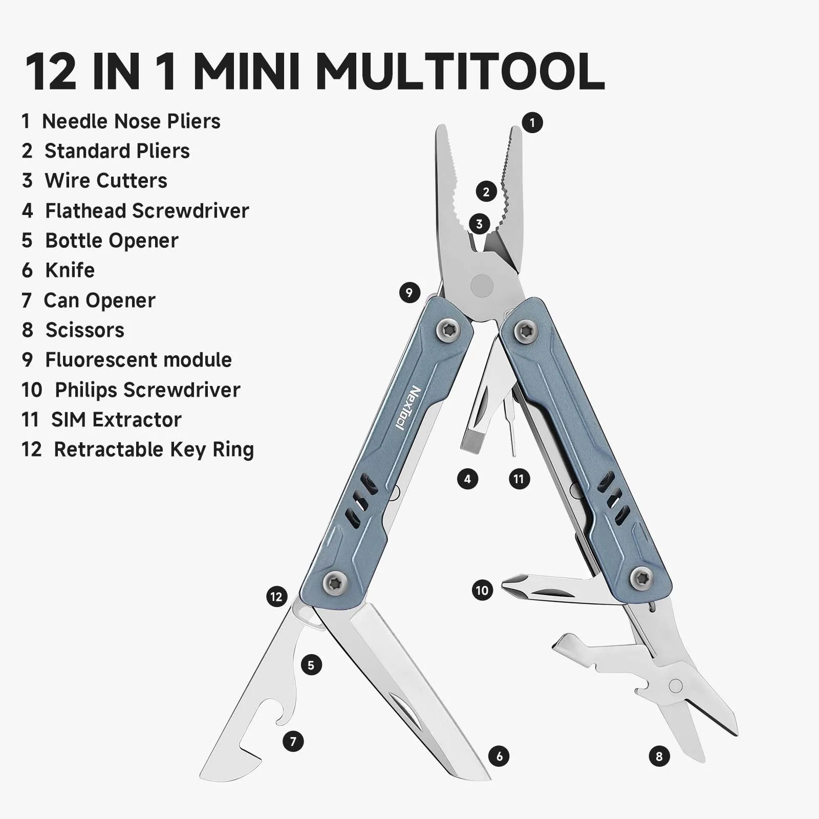 NexTool S11 كماشة بحار صغيرة 12 في 1 متعددة المهام ذو طيات سكين للطي جيب مفك مقص المحمولة EDC أدوات يدوية في الهواء الطلق