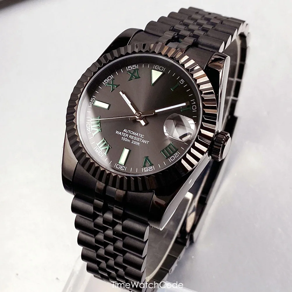 

Мужские автоматические часы Tandorio Black PVD с механизмом NH35A, римским циферблатом, рифленым безелем, сапфировым стеклом, 36 мм, 39 мм.