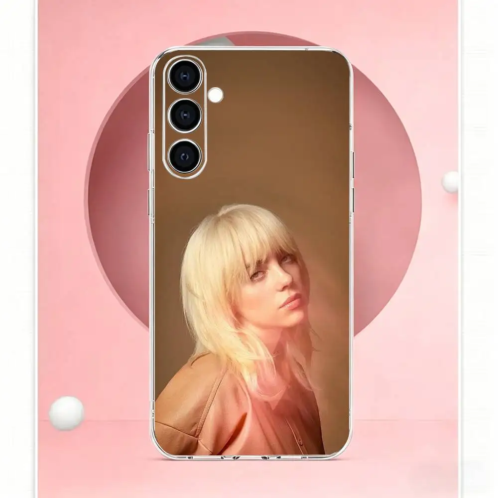 Representative pop singers B-illie Eilish  Phone Case For Samsung Transparent Soft Case A73,A72,A71,A70,A53,A52,A51 view 4