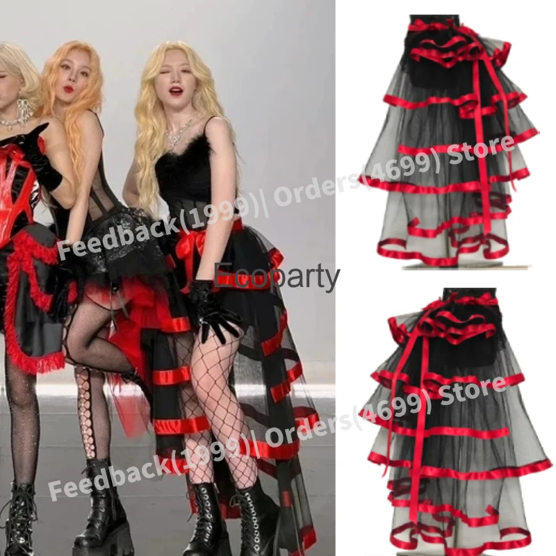 New Women Punk Puffy Ruffle Tutu Bustle Skirts Sexy Black Mesh Steampunk Cocktail Party Gothic Tulle Skirt Singer Dance Costumes