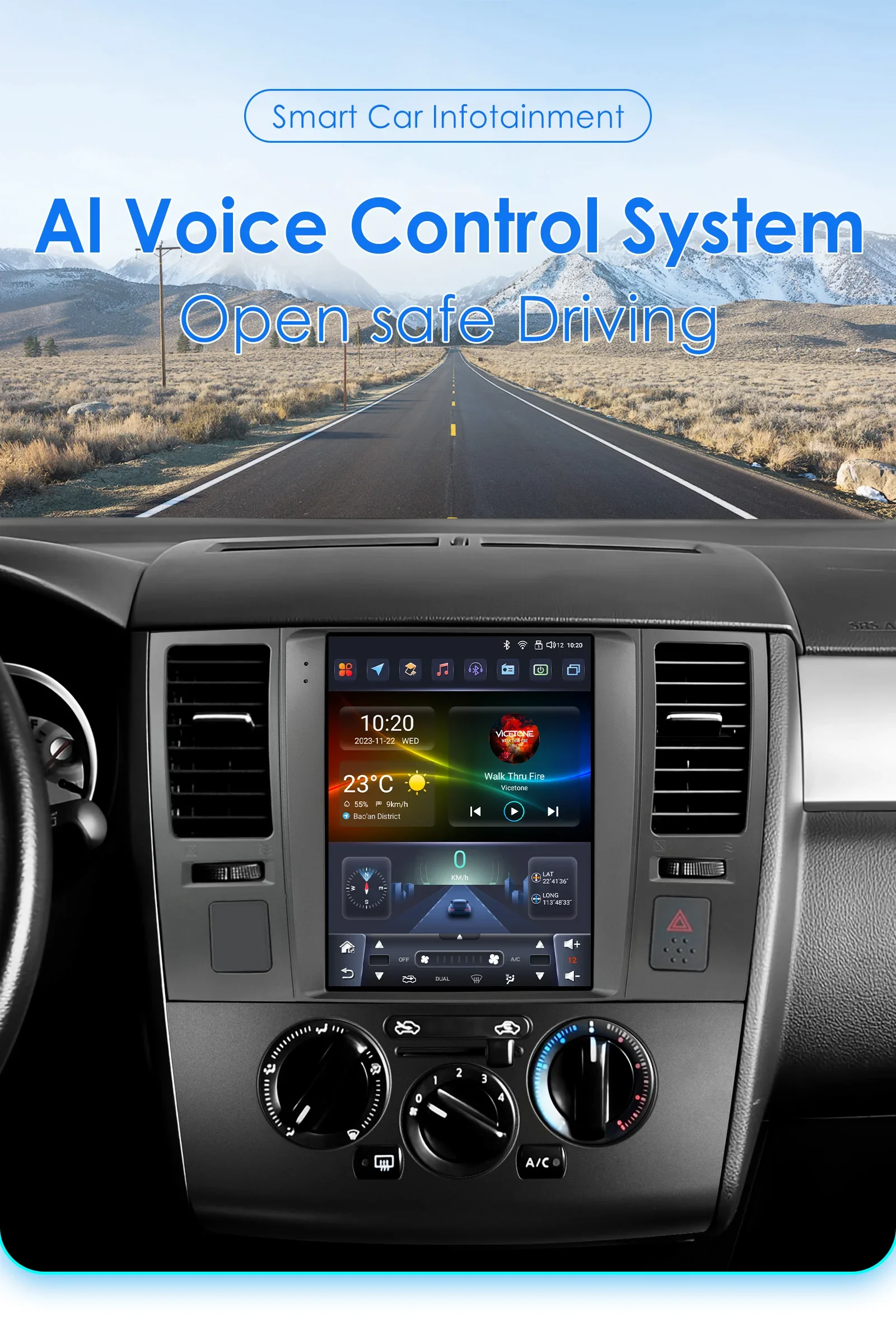 Hizpo 9.7 inch for Tesla Style Android 15 Car Radio For Nissan Tiida Versa 2004 - 2015 GPS Navigation Android Auto Carplay Wifi 4G Display Screen No 2din Touch Display Airplay Car Radio Player Stereo GPS Navigation Audio Head Unit Car Intelligent Systems