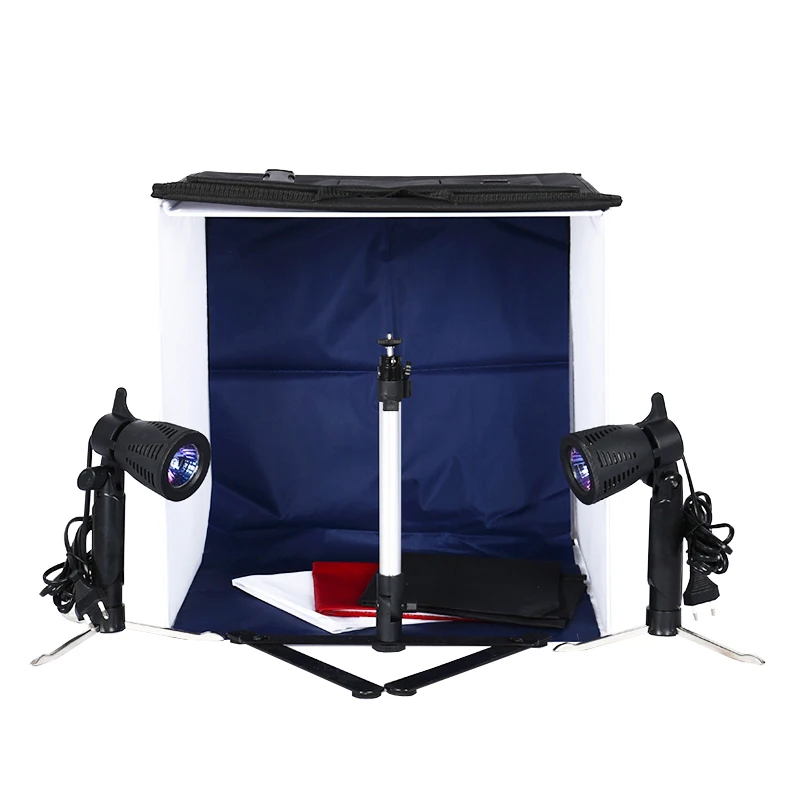 Portable 60cm*60cm/23.6inch*23.6inch Camera Photo Studio Tent Kit Lighting Tripod Soft Box With 2x3w Spot Light Camera Stand