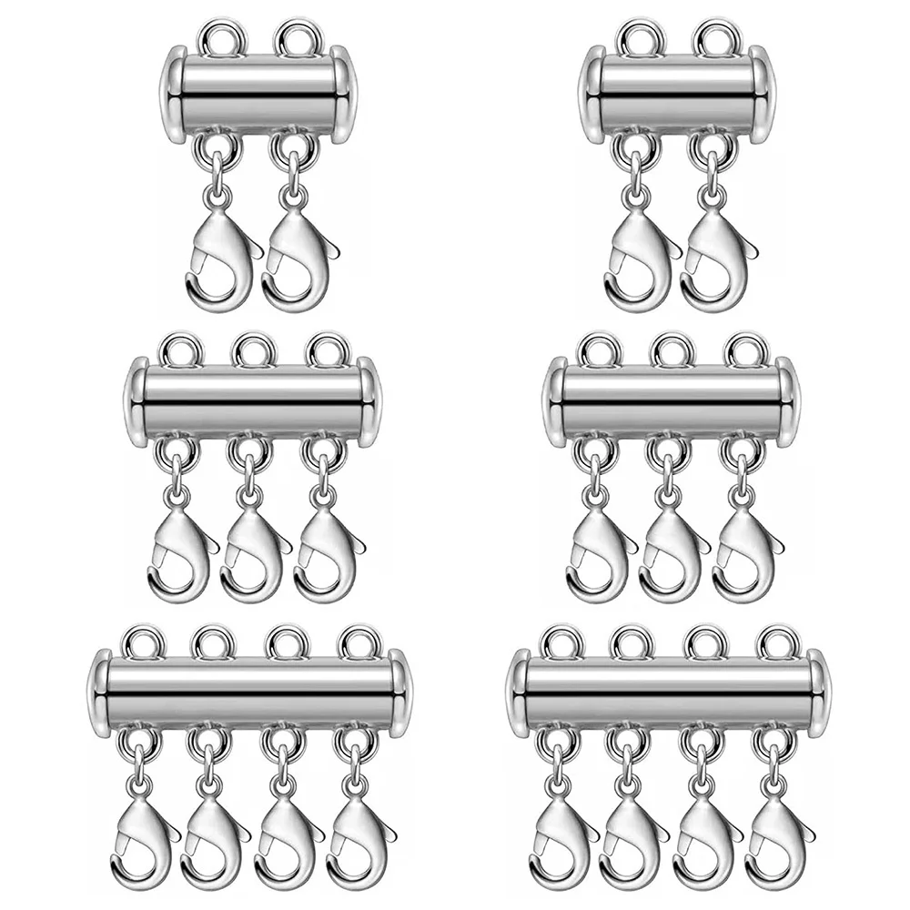 2pcs Multi Strand Necklace Layer Lobster Clasp Slide Magnet Tube Connector Locks