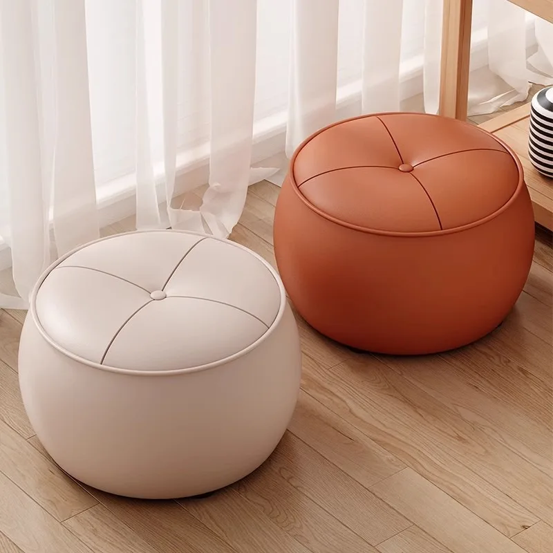 Modern simple round shoe stool multifunctional solid wood stool suitable for living room family