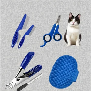 6Pcs Pet Grooming Kit For Cats And Dogs Bath Brush Nail Clipper Deshedding Comb Cleaning Tools Set For Home Use Hair Care