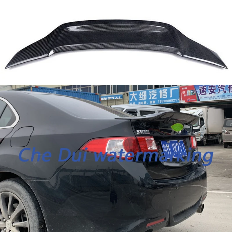 For Honda Spirior/Acura Tsx Spoiler 2009-2013 100%Glossy Carbon Fiber Rear Wing Sport Accessories Body Kit