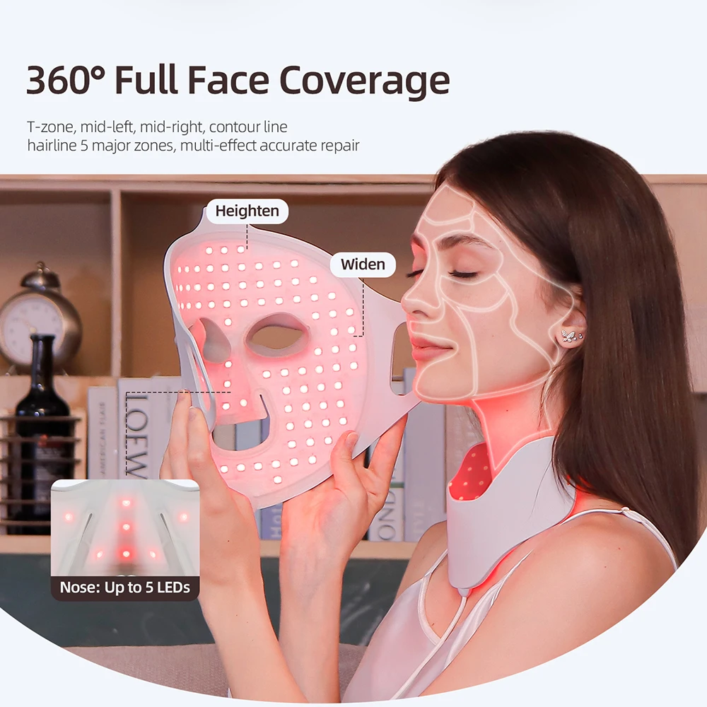 Foreverlily Face Neck Silicone LED Mask 7 Colors LED Light Photon Red Light Therapy 3D Flexible Facial Mask Anti-Ance Skin Care