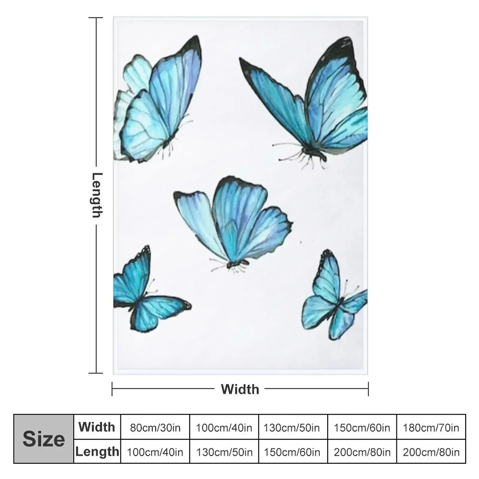 Blue Watercolor Butterflies Throw Blanket Beautifuls Single Beach Plaid heavy to sleep For Decorative Sofa Blankets