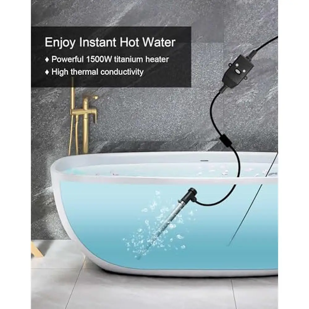 1500W 120V Titanium Heater Assembly Sensor Bathtub Pool Water Tank Cattle Trough Submersible Hot Tub Portable Instant Hot Water