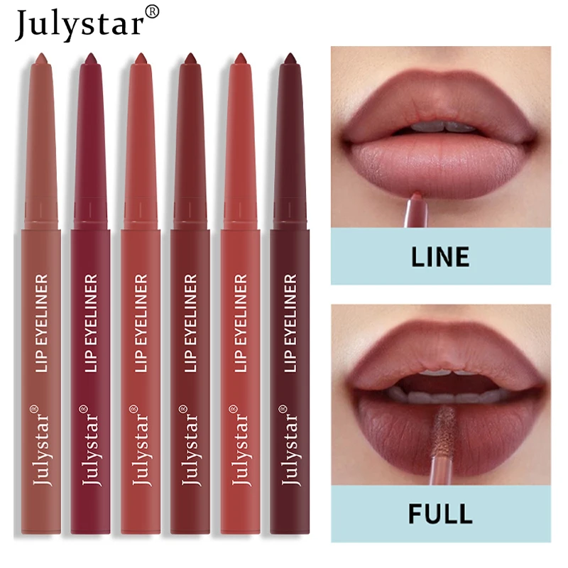 Matita per labbra opaca a 6 colori Matita per labbra antiaderente impermeabile Matita per labbra Marrone nudo Penna per rossetto liscio e duraturo Trucco di bellezza Cosmetico