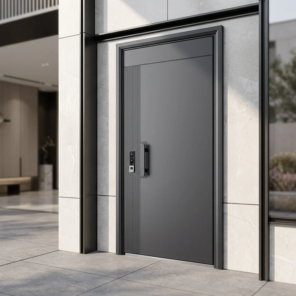 Modern Stainless Steel Security Door With Finished Surface Waterproof Anti-Theft For Exterior Use Commercial Residential Areas
