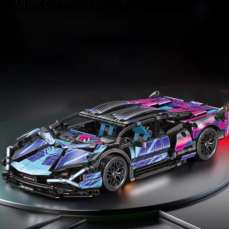 ชุดประกอบรถแข่งสีม่วง 1624 ชุด/ของตกแต่งโมเดลยานพาหนะที่ทันสมัยและเท่/การประกอบที่มีความท้าทายสูง
