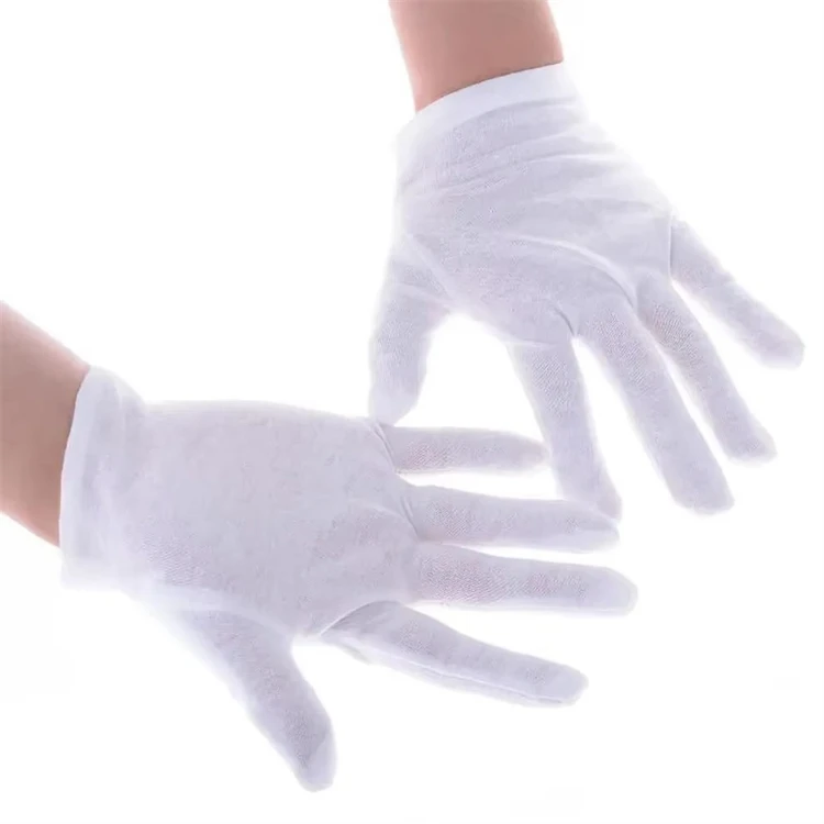 Einweg-Weiße Baumwollhandschuhe Leichte Atmungsaktive Etikette-Handschuhe für Kellner Fahrer Schmuckarbeit – Detail 5