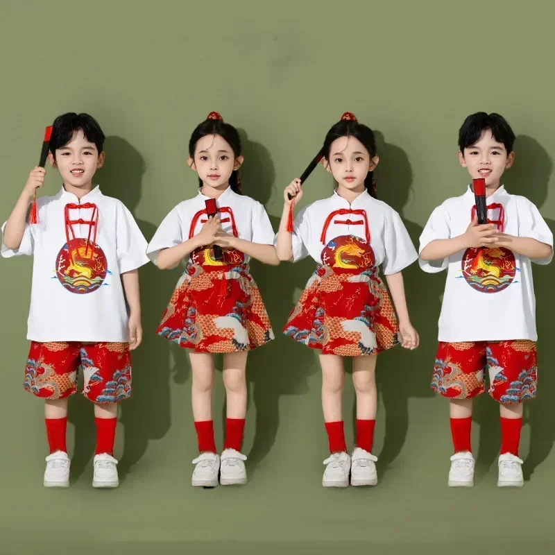 

Детские комплекты Hanfu, летний костюм для мальчиков в стиле хип-хоп, костюм для выступлений, комплект для девочек, сценическая детская одежда, детская традиционная китайская одежда