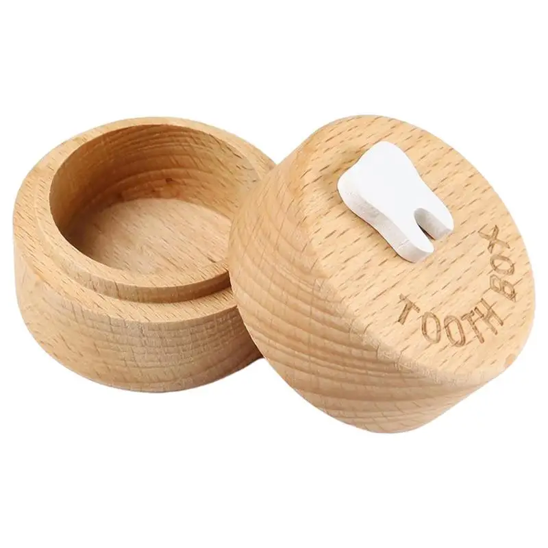 Tooth Keepsake Box Wooden Baby Memory Box For Tooth Cute Carved Fairy Gifts Tooth Saver Teeth Container For Boy Or Girl