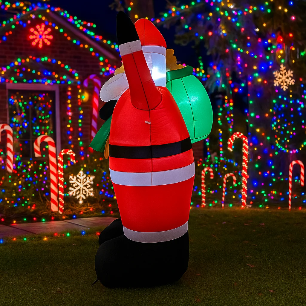 5.9FT Santa Claus Teddy Bear Inflatable Christmas Decorations Xmas Ornaments Lights Outdoor Home Yard Holiday Party Toy Blow