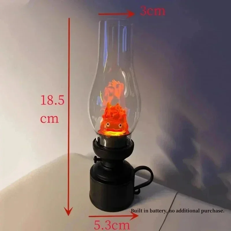 Vintage Flame Casifer Night Light with Button Battery Cartoon Anime Flame Decorative Lamp Kerosene Candle Atmosphere Decoration