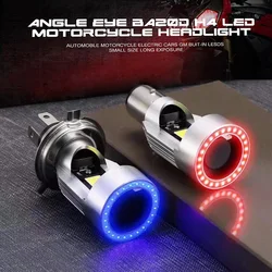 1PC Blue/Red Angel Eye H4 LED Motorcycle Headlight Ba20d HS1 H6 Scooter Motorbike Headlamp Light Bulb White DRL Accessories 12V