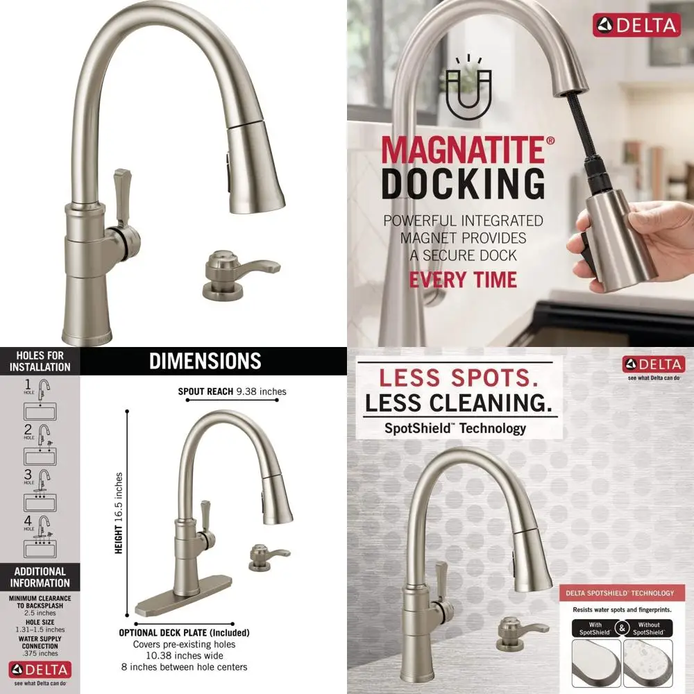 

Brushed Nickel Spargo Pull-Down Spray Kitchen Faucet by Delta Faucet