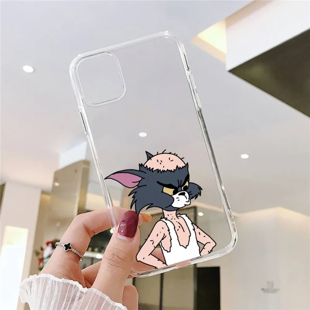 J-JerryS Mouse Tom Cat Phone Case For Iphone 15 11 13 14 Pro Max 7 8 Plus X Xr Xs Max Se2020 12mini Transparent Cover