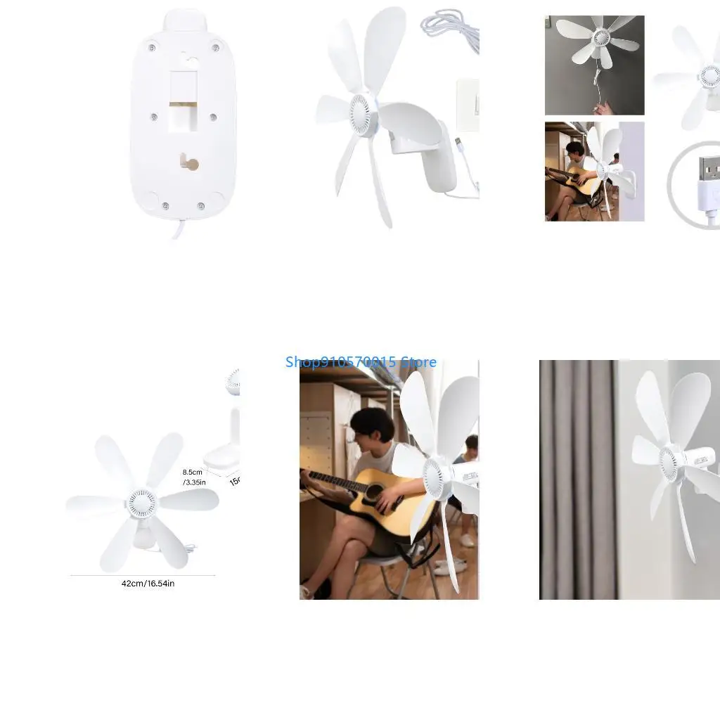 B95C Silently Operation 5V Hanging Fan USB Extended Cord Wall Fan For Indoor Cool