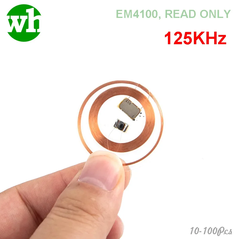 10-100Pcs/Lot TK4100 EM4100 RFID Card Chip Transparent Coin Card ID tag keyfobs Read Only Diameter 25mm PVC for Access Control