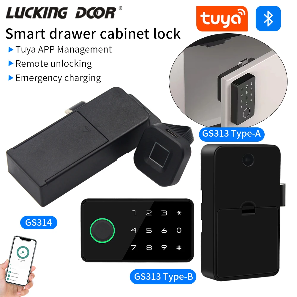 Tuya Smart Fingerprint No Punch Cam Lock Cabinet Lock Door Drawer Filing Cabinet Post Mail Box Furniture Locker Cupboard Locks