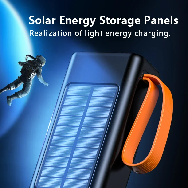 200000mAh Solar PowerBank Smart Digital Display Type-C Lightning Fastly Charging Outdoor Camping Mobile Powers Portable External