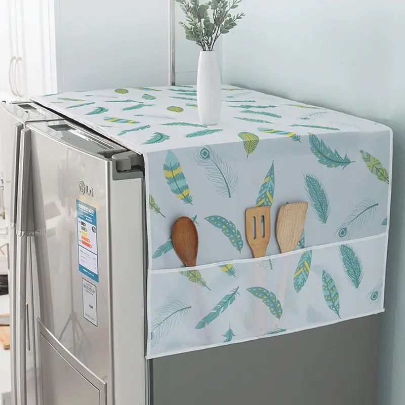 Refrigerator Dust Cover with Storage Bag Washable Printing Multi-purpose Household Washing Machine Cabinet Dust Protection Cover