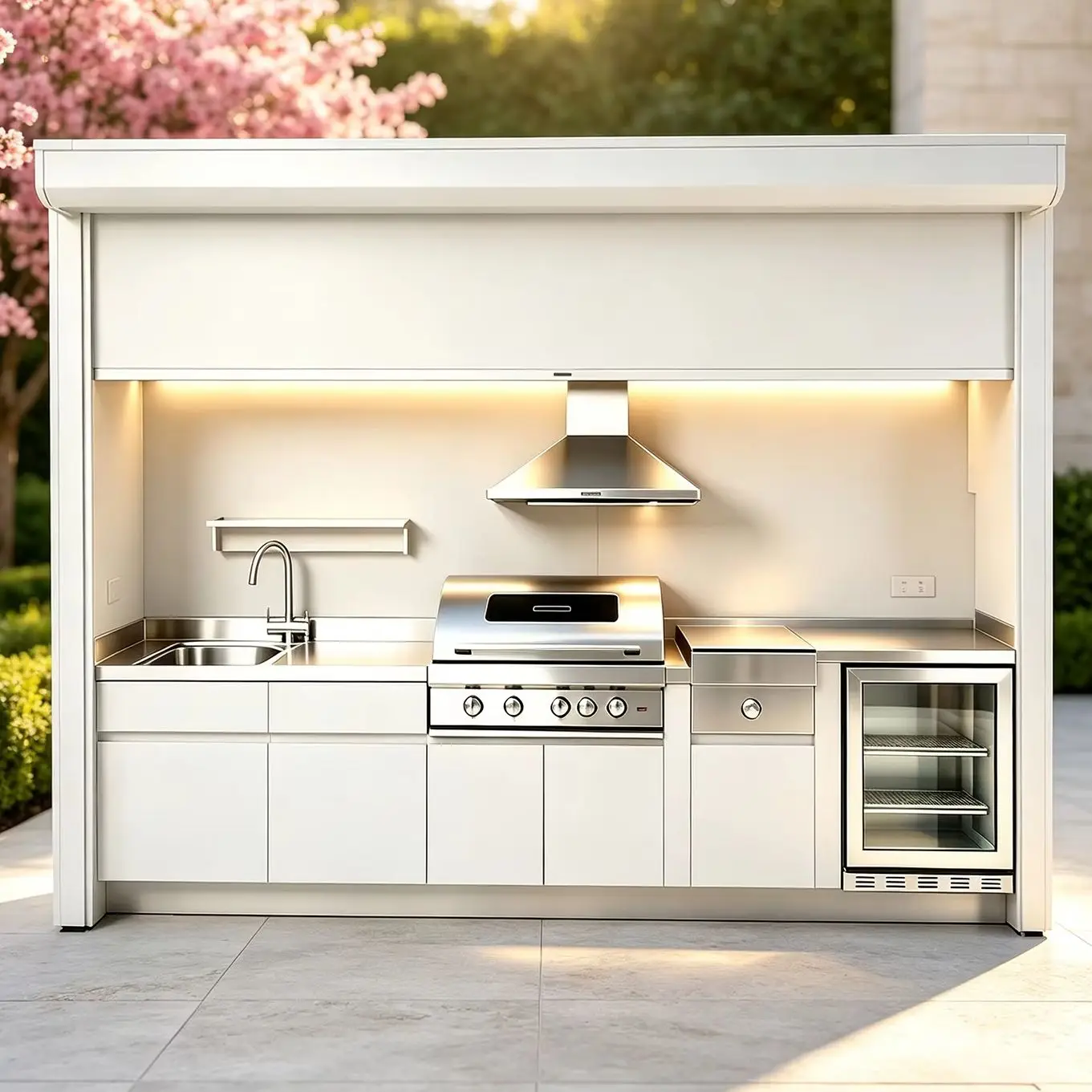 Premium Complete Outdoor Kitchen Unit,Fully Equipped Outdoor Cooking Kitchen,Durable Outdoor Kitchen for Garden & Villa Backyard