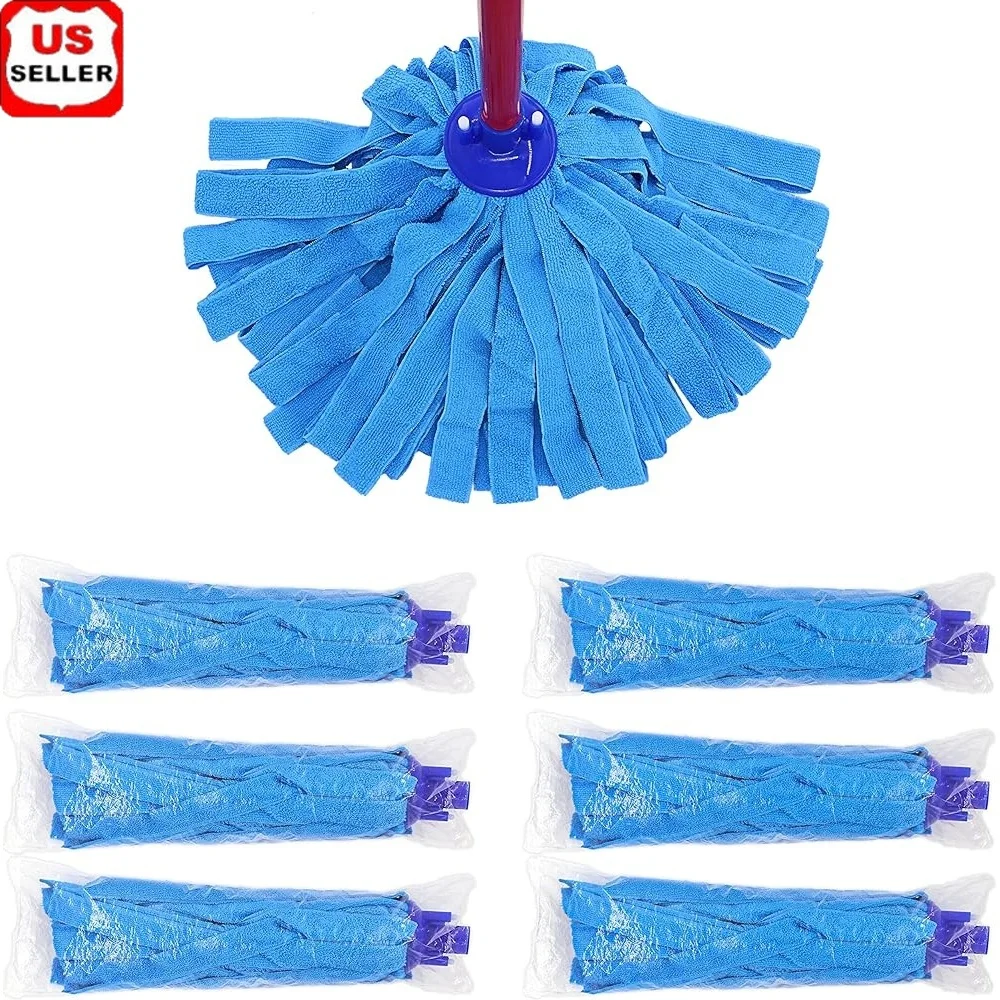 

6 PCS Microfiber Mop Heads Replacement Compatible with Standard US Threading Poles Absorbent Dust and Dirt Cleaning Head
