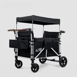 Portable 2 Seater Kids Wagon Trolleys, Outdoor Camping Folding Wagon Cart,Trolley Storage