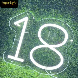 Custom LED Number 18 Neon Signs Wall Decor Light Up Signs for Wedding Decor First Birthday Party Number Lamp Kids Birthday Gift