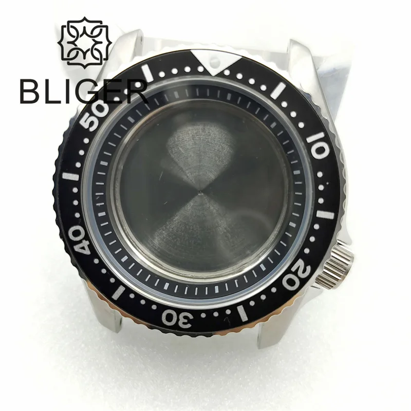 BLIGER 41mm Watch Case 24 Hours Chapter Ring 3.8 Crown Rotated Bezel Sapphire Glass For NH34 NH35 NH36 NH38 Movement Waterproof