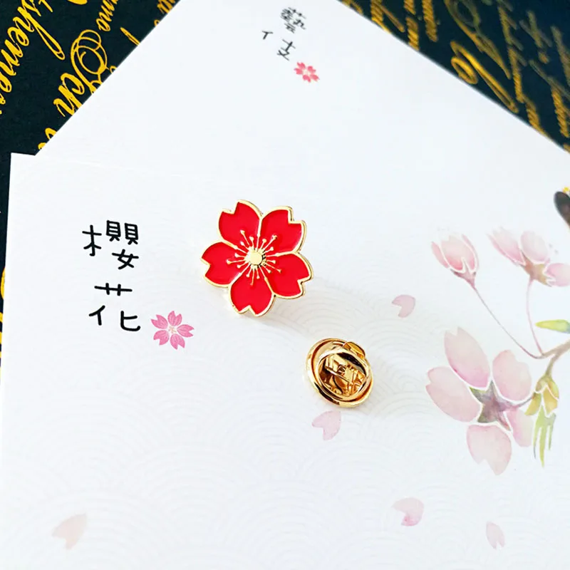 1pcs Cherry blossoms Metal Badges Safety Pins For Clothes Badges Fashion Brooch Icons On Backpack Decorative BDG7803