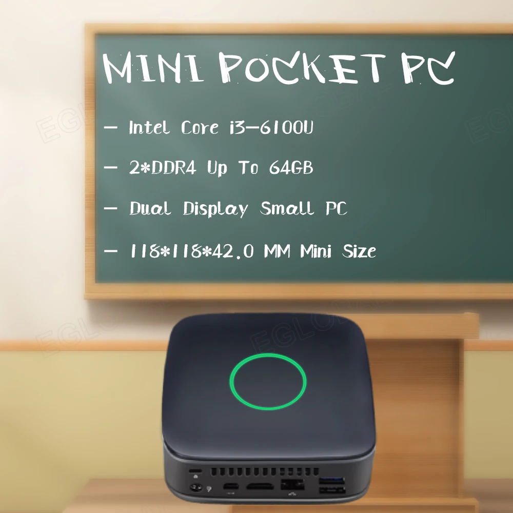 Eglobal Mini Pc Gaming Intel Core I3 6100u Windows10 32G Ram 1Tb Ssd Mini Desktop Computer Pc Type-C Hdmi Mini Dp Computer Gamer