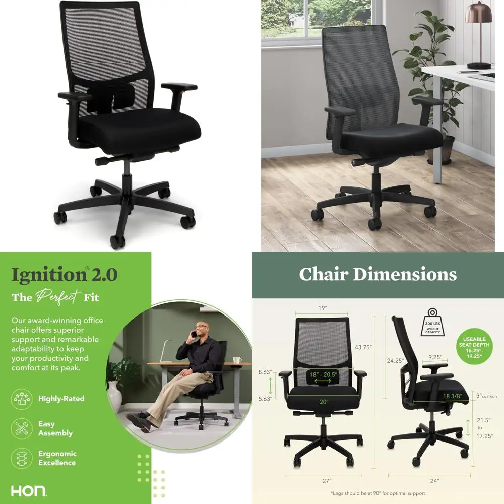 

Ergonomic Mid-Back Office Chair with Adjustable Lumbar Support, Synchro-Tilt Mechanism, and Customizable Height and Width Settin