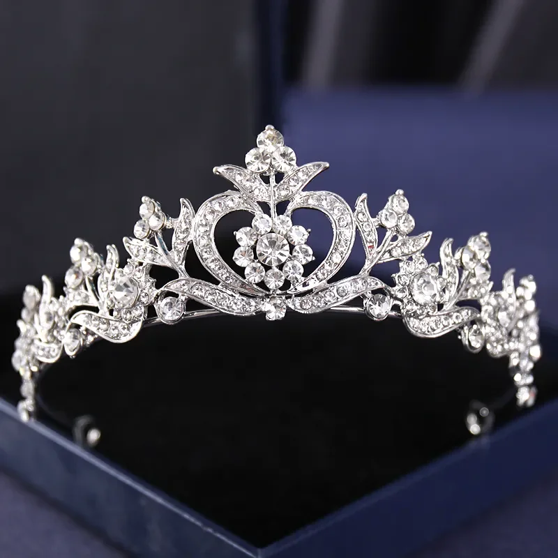 Silver Color Crystal Tiaras And Crowns Rhinestone Prom Diadem Crown Tiara For Women Bride Bridal Wedding Hair Accessories Jewelr image 6