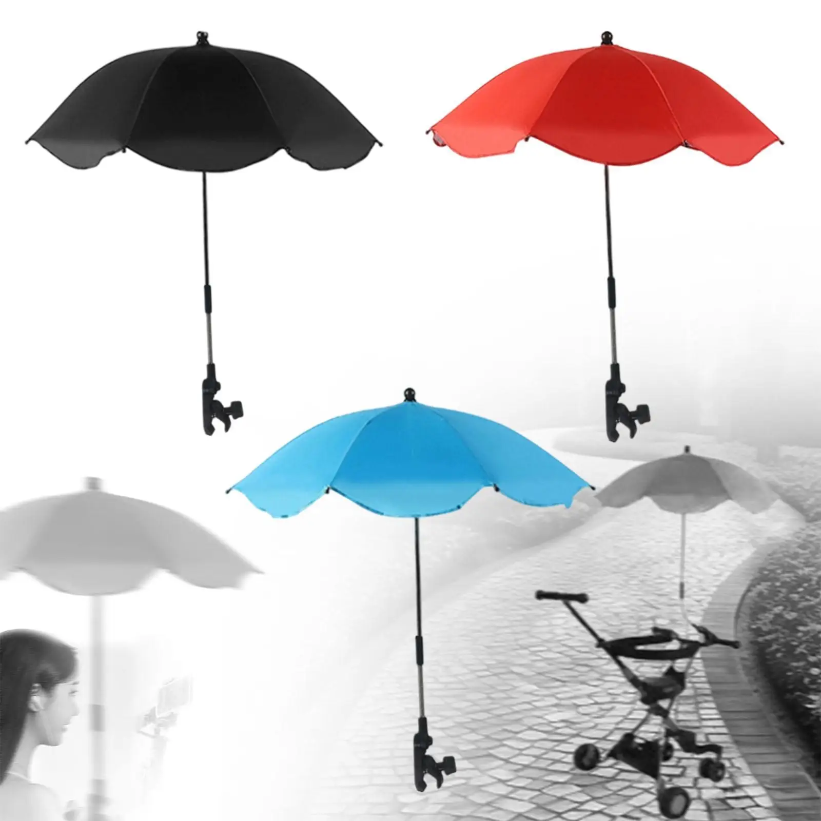 Beach Chair Parasols with Adjustable Clamp for Backyard Outdoor Garden