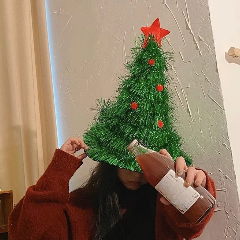 1-2PCS Christmas Hat Tinsel Holiday Party Headwear for Adults Kids Dress Up Costume Photo Props Christmas Celebration Decoration