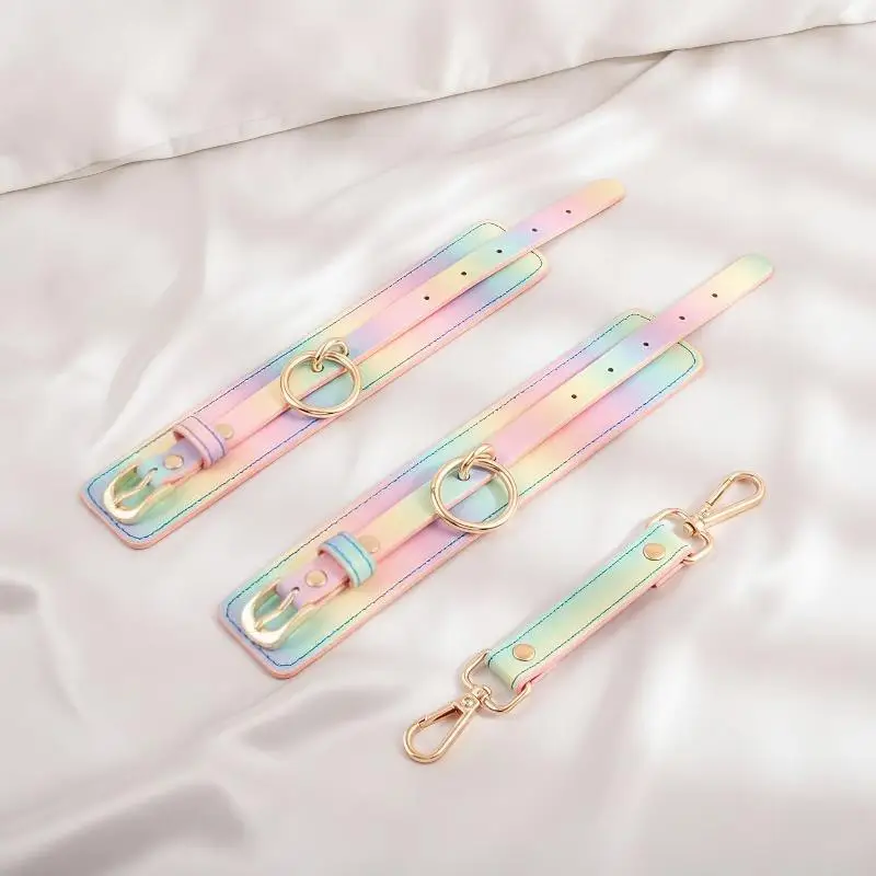 For Couples Accessories Rainbow Handcuffs For Sex Ankle Cuff Restraints Bondage Bracelet BDSM Woman Erotic Adult Sex Toys - view 5