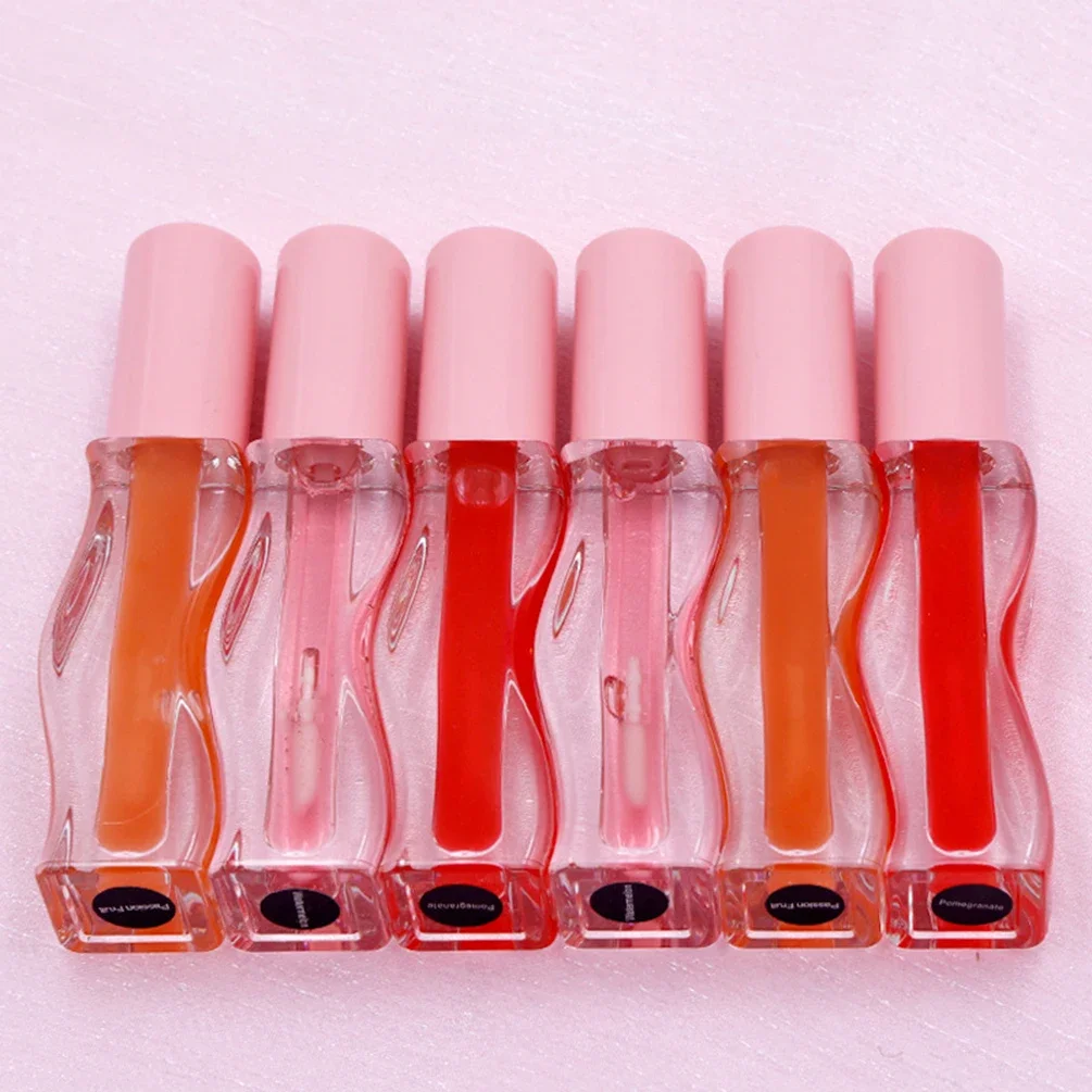 Wave Tube Lip Oil Custom Logo Pigment Long-lasting Waterproof Private Label Fruity Makeup Wholesale Pink Packaging Wholesale