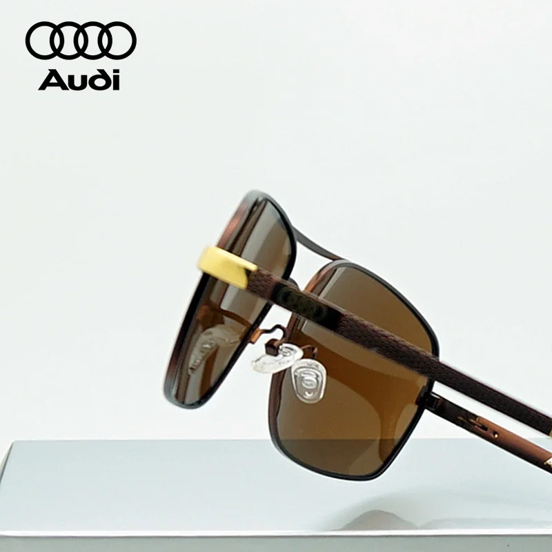 Classic Square Navigator Sunglasses Men AUDI Polarized Sun Glasses Double Bridge Flight Frame Male Shades Eyewear
