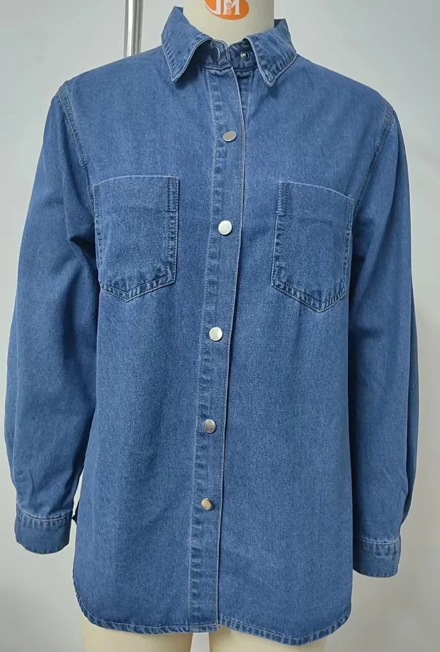 

Джинсовые рубашки для женщин 2026: выстиранные блузки, верхняя одежда, куртки Y2K с карманами, отложным воротником, на одной пуговице, в стиле стритвир, рубашки-оверсайты, топы